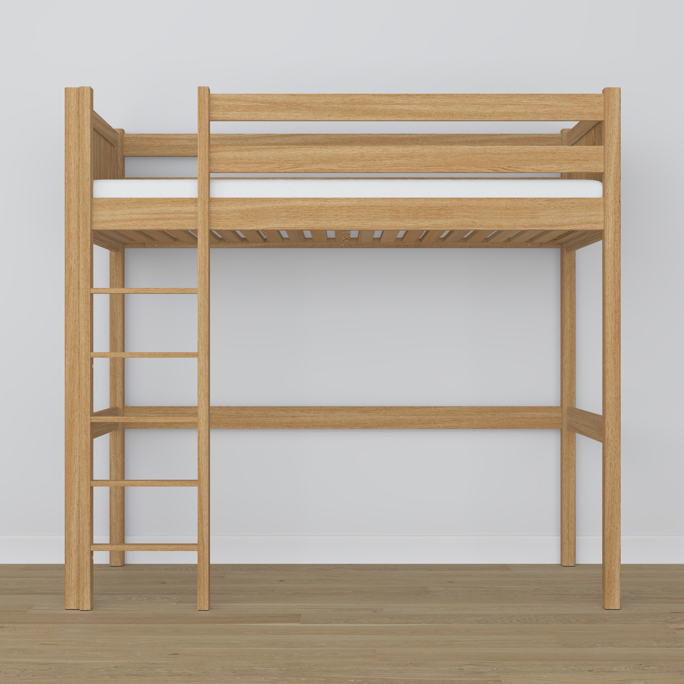 Hochbett Natureiche – Leiter und Absturzsicherung aus Eichenholz, Nizio Home
