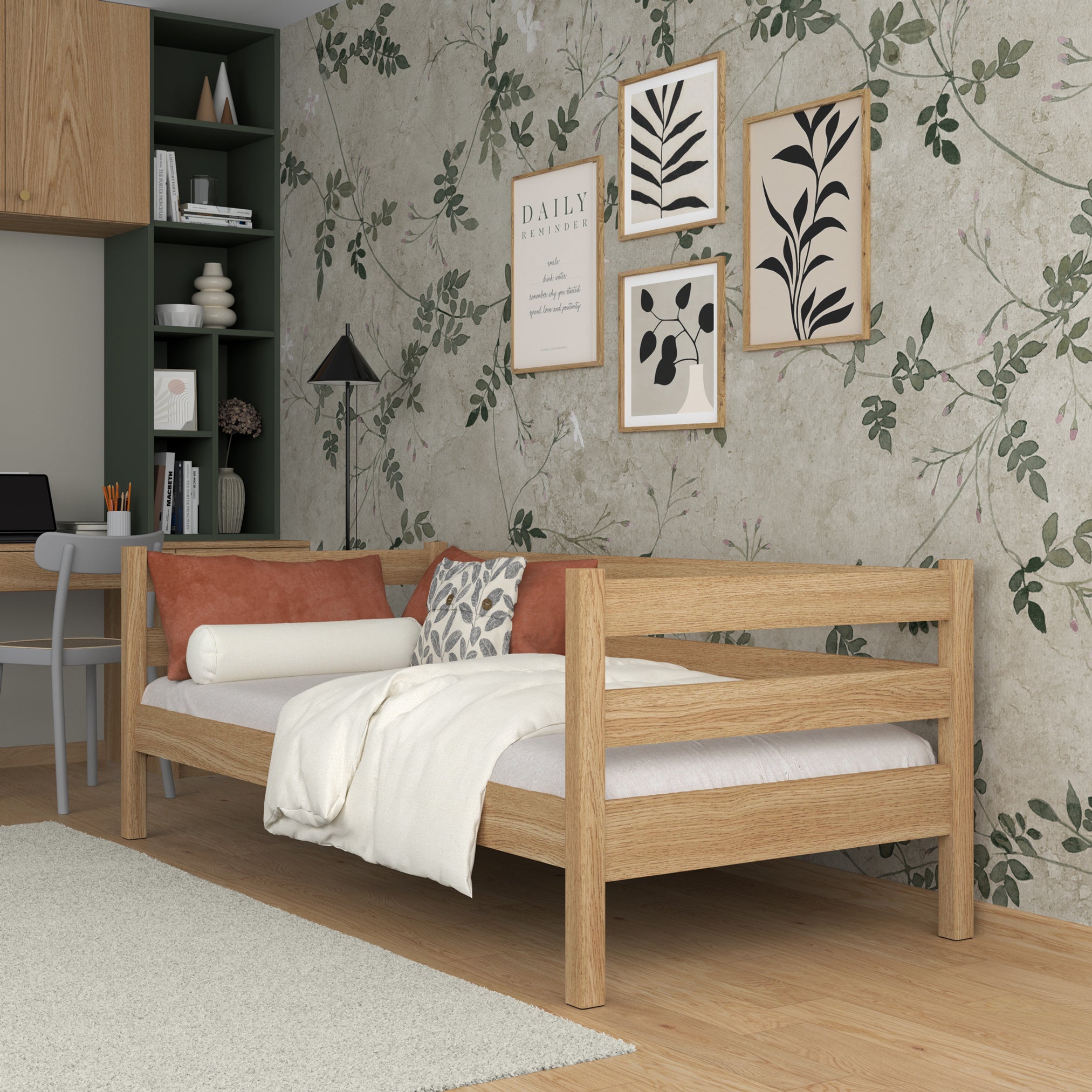 Łóżko sofa N01 dąb naturalny – dodatkowy widok, trwała jakość Nizio Home