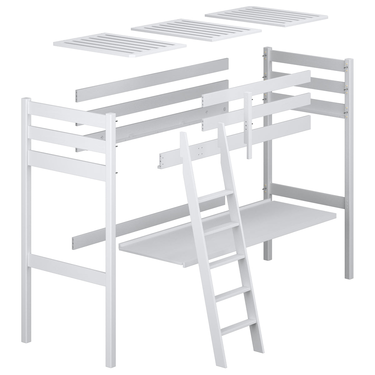 Oak Loft Bed with Desk Bleached Oak – Scandi Room Arrangement, Nizio