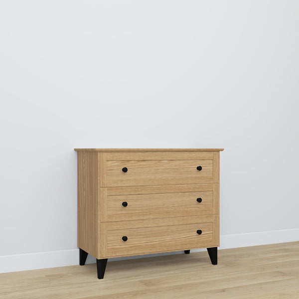 Oak chest of drawers 3S 105 Scandi oak natural / black