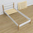 Wooden bed with drawer white-oak – headboard, close-up of wood quality