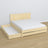 Doppelbett mit Schublade aus Holz Kiefer farblos – geöffnete Schublade, geräumiges Inneres