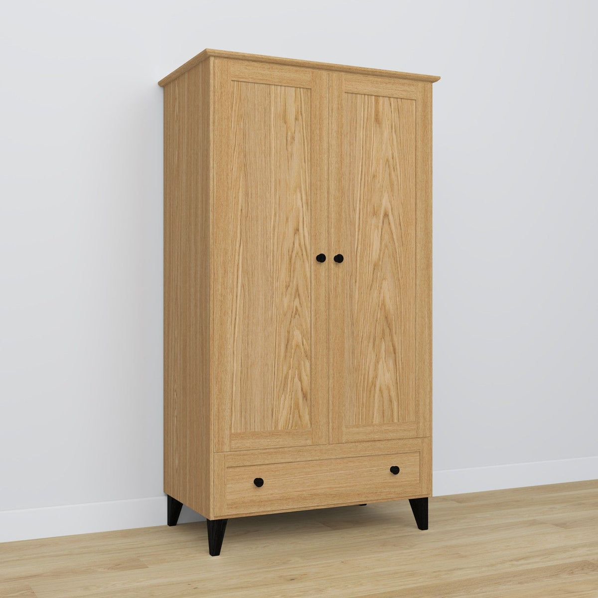 Oak wardrobe 2D1S Scandi oak natural / black