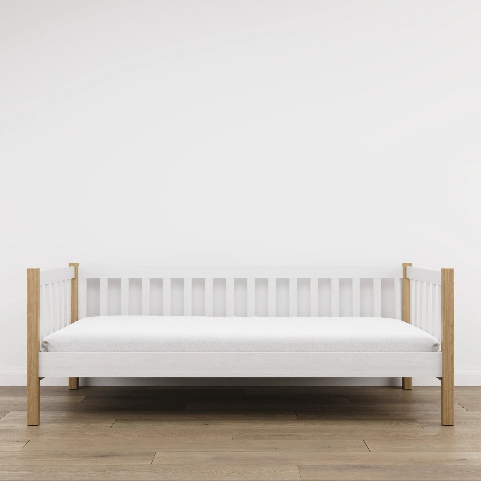 Łóżko sofa N03 biały / dąb naturalny – widok z innej perspektywy, solidne drewno