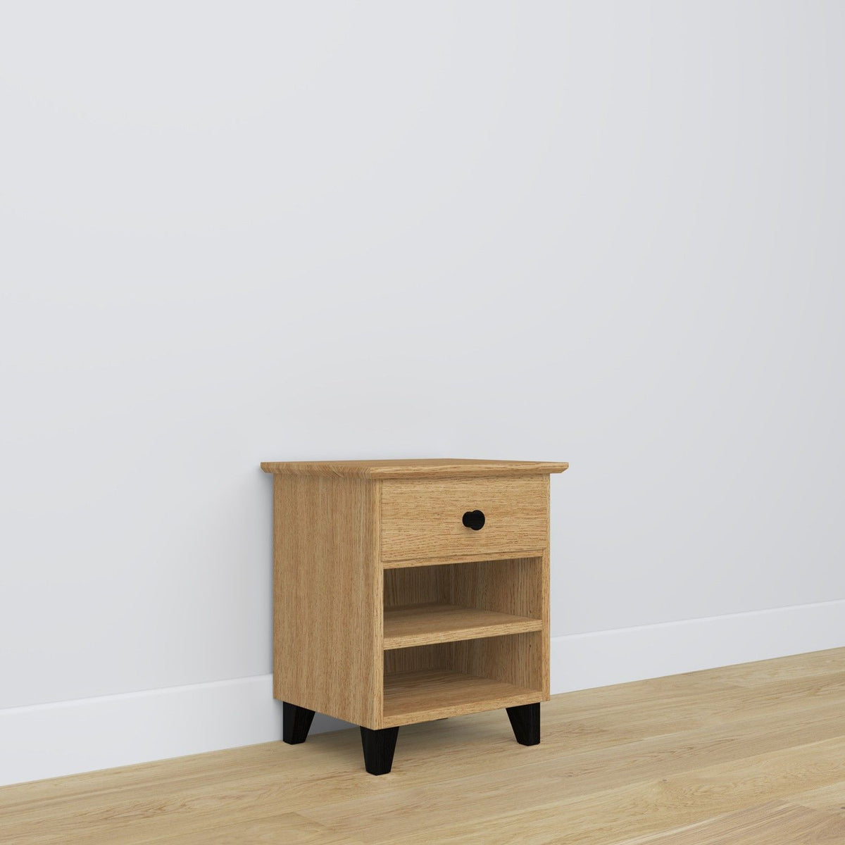 Oak bedside table 1S N02 Scandi oak natural / black