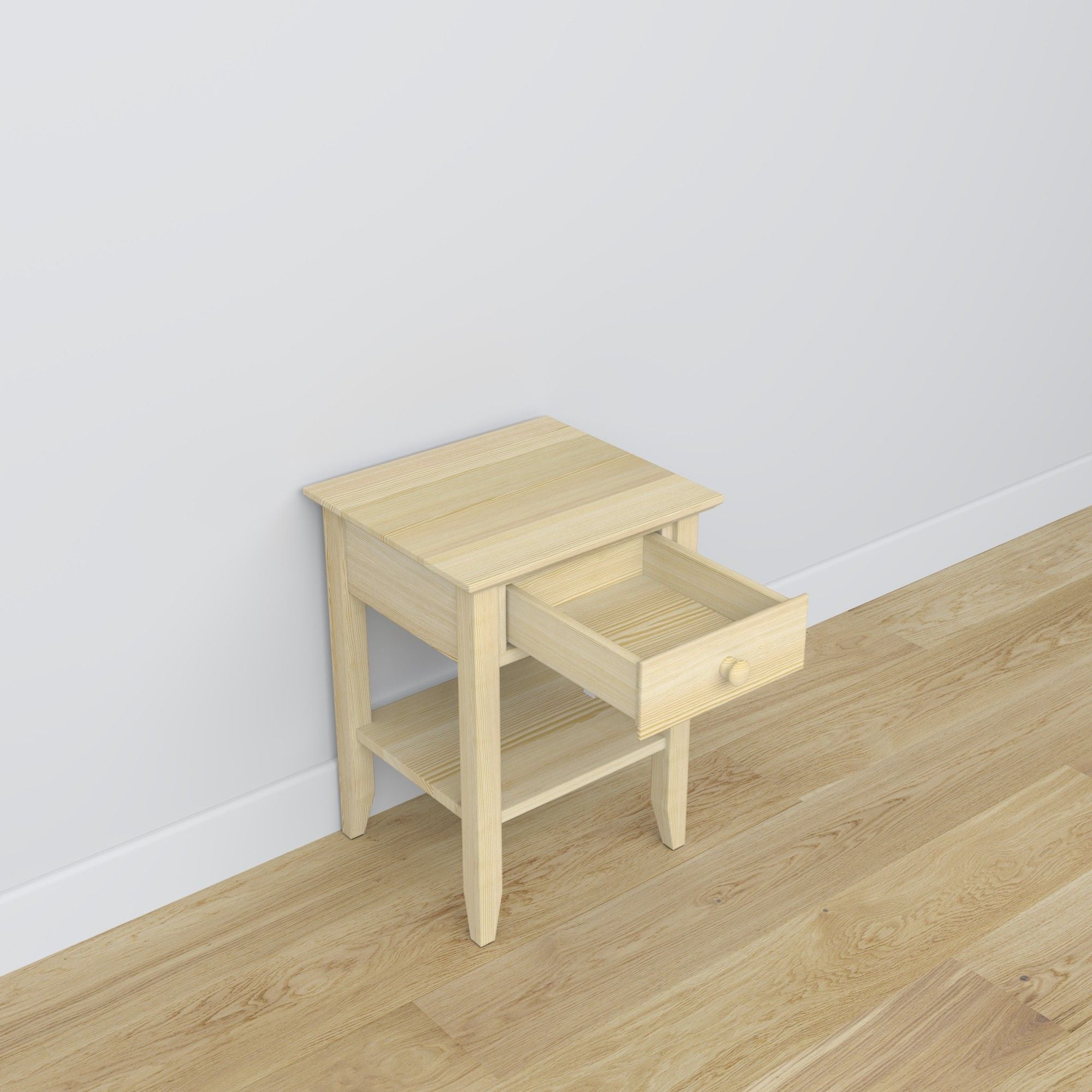 Pine bedside table 1S N01 Scandi clear pine