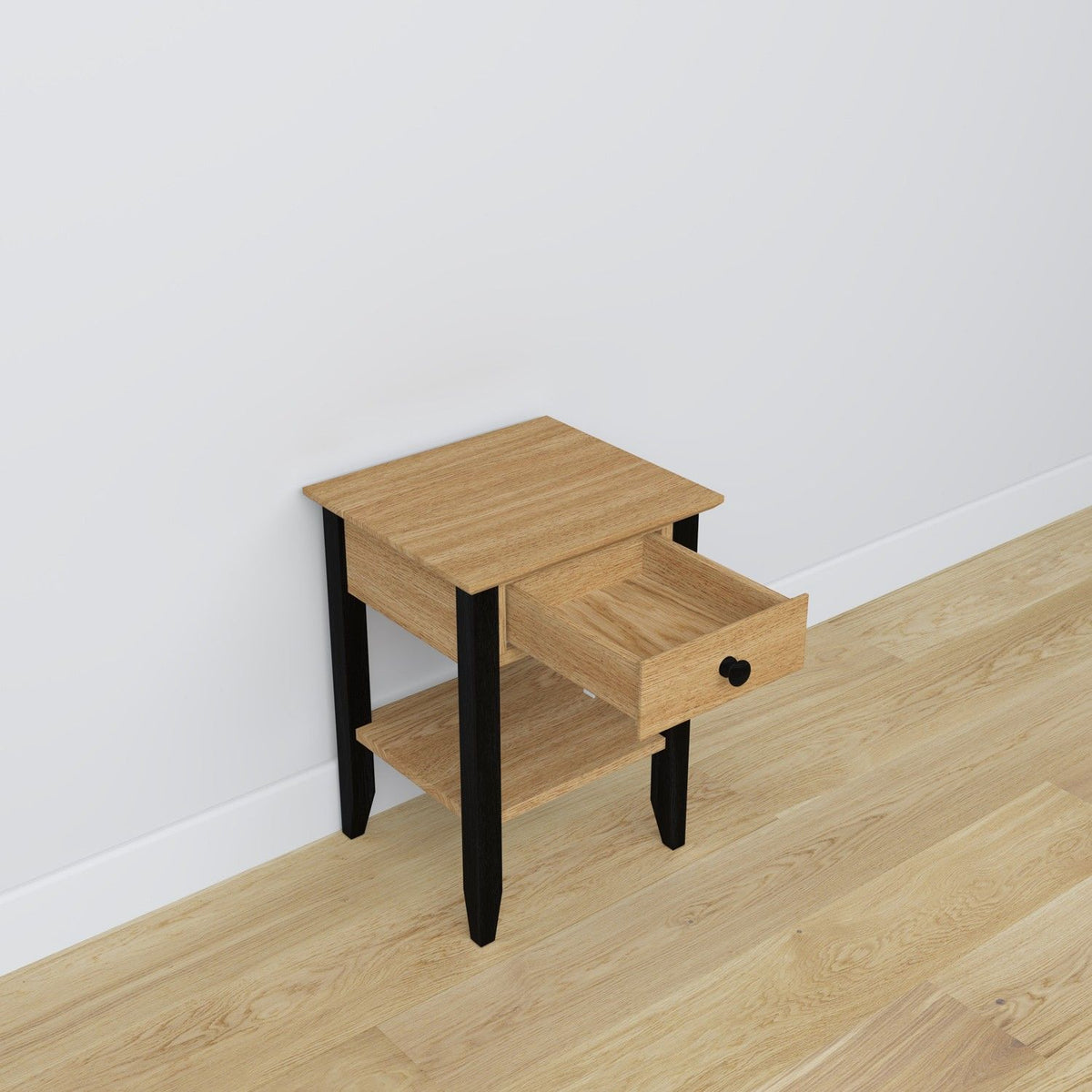 Oak bedside table 1S N01 Scandi oak natural / black