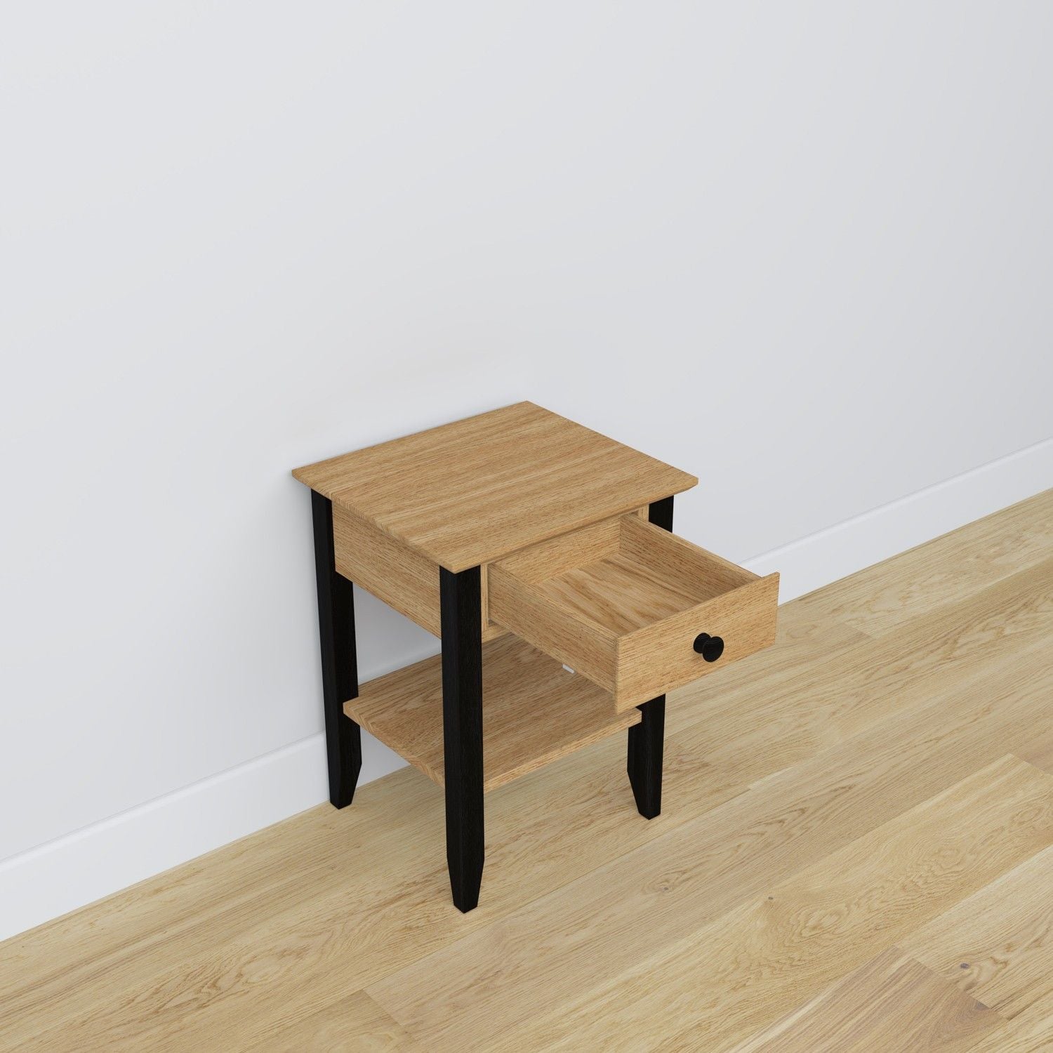Oak bedside table 1S N01 Scandi oak natural / black