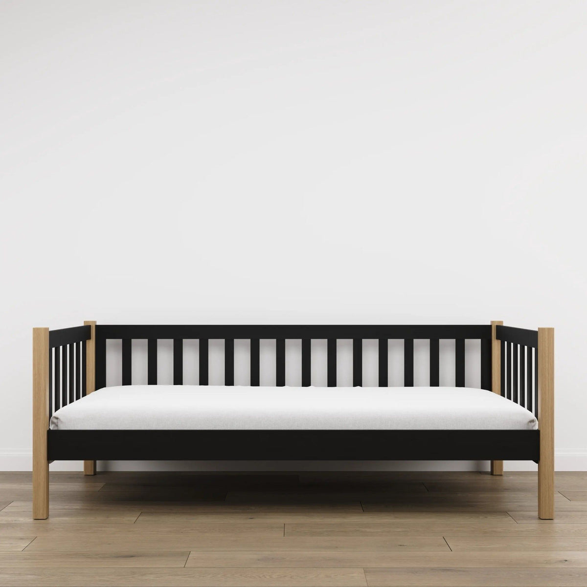 Łóżko sofa N03 czarny / dąb naturalny – widok z innej perspektywy, solidne drewno