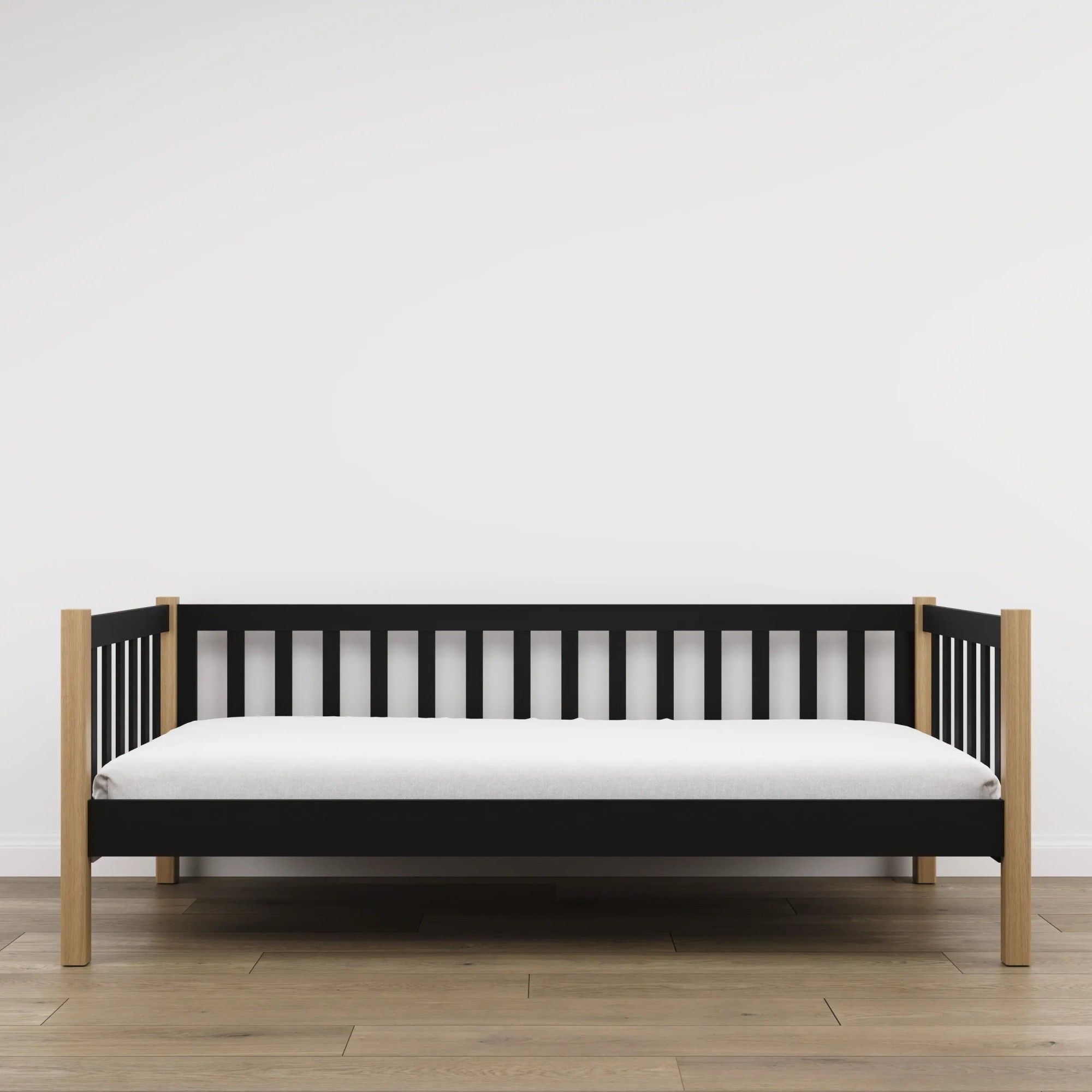 Łóżko sofa N03 czarny / dąb naturalny – widok z innej perspektywy, solidne drewno