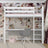 Loft bed white with desk – study space under the sleeping area, wooden
