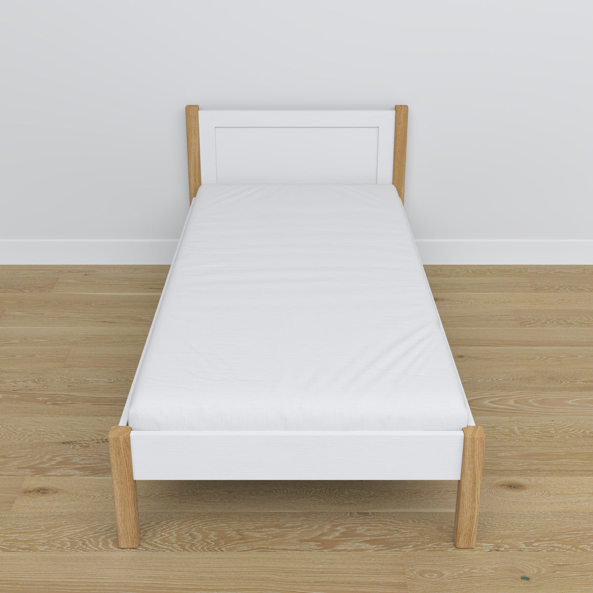 Bett Weiß-Eiche aus Holz – Maße und Schema, Nizio Home