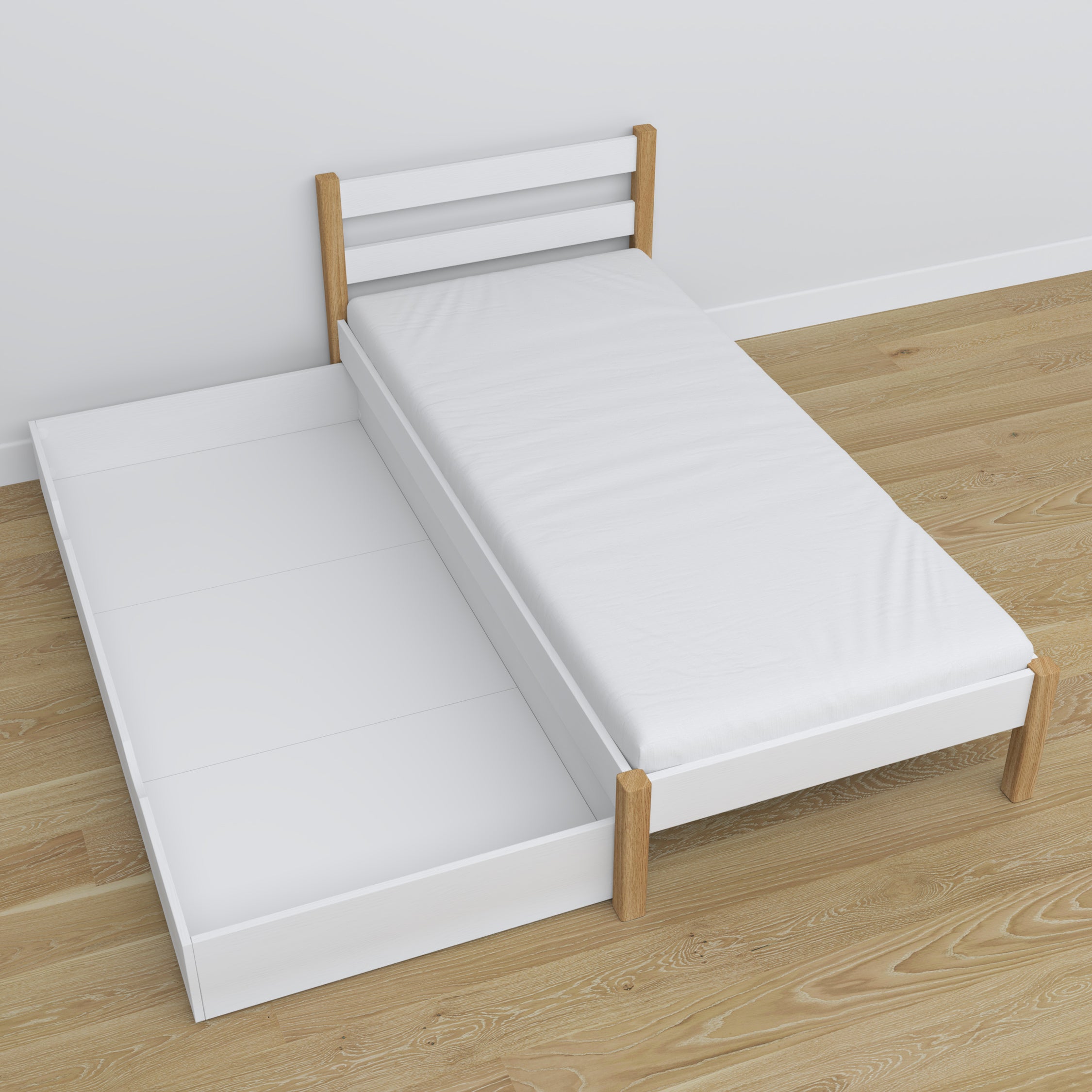 Nizio pine slatted base for bed with drawer – durable support base