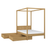Bett Natureiche mit Baldachin und Schublade – Seitenansicht, Eiche