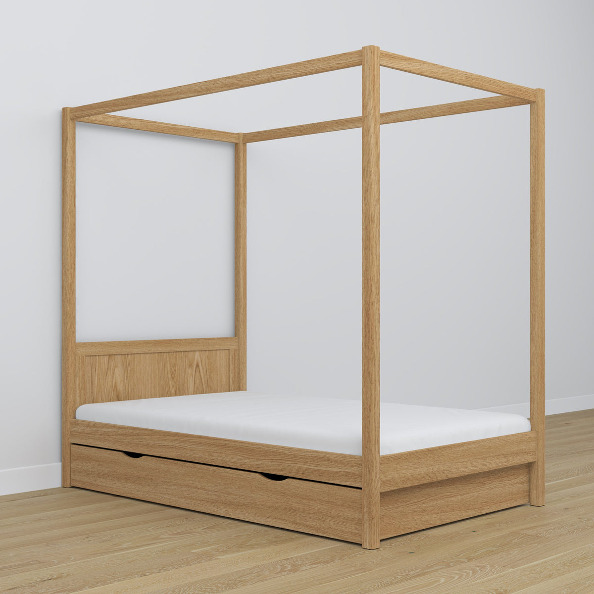 Himmelbett aus Eiche, Natureiche im Kinderzimmer – Scandi-Einrichtung