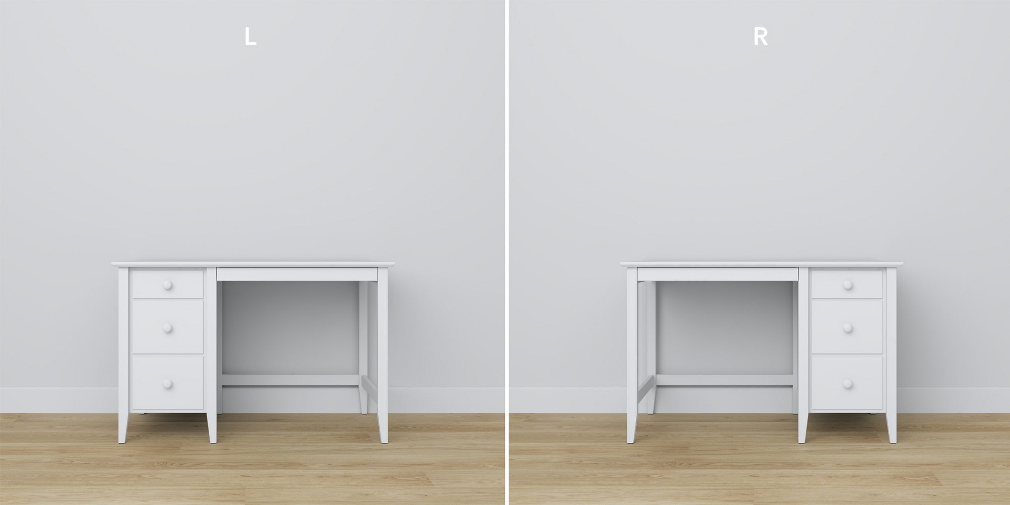 Schreibtisch 3S Holz weiß – Verbindungsdetails, hohe Qualität Nizio