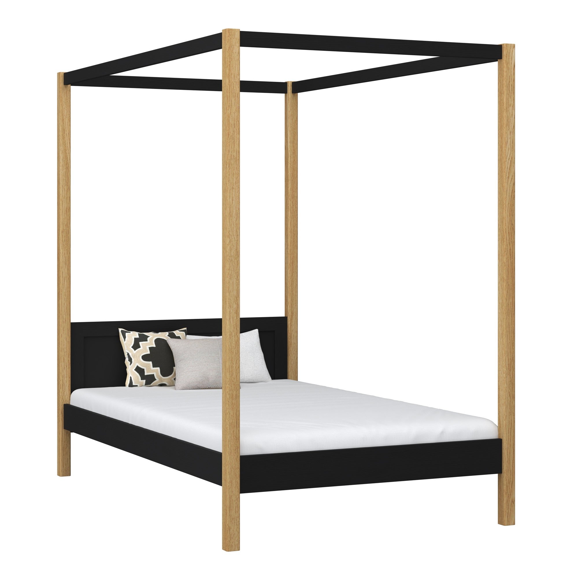 Himmelbett aus Holz, Schwarz-Eiche – Kinderzimmer, skandinavischer Stil Nizio