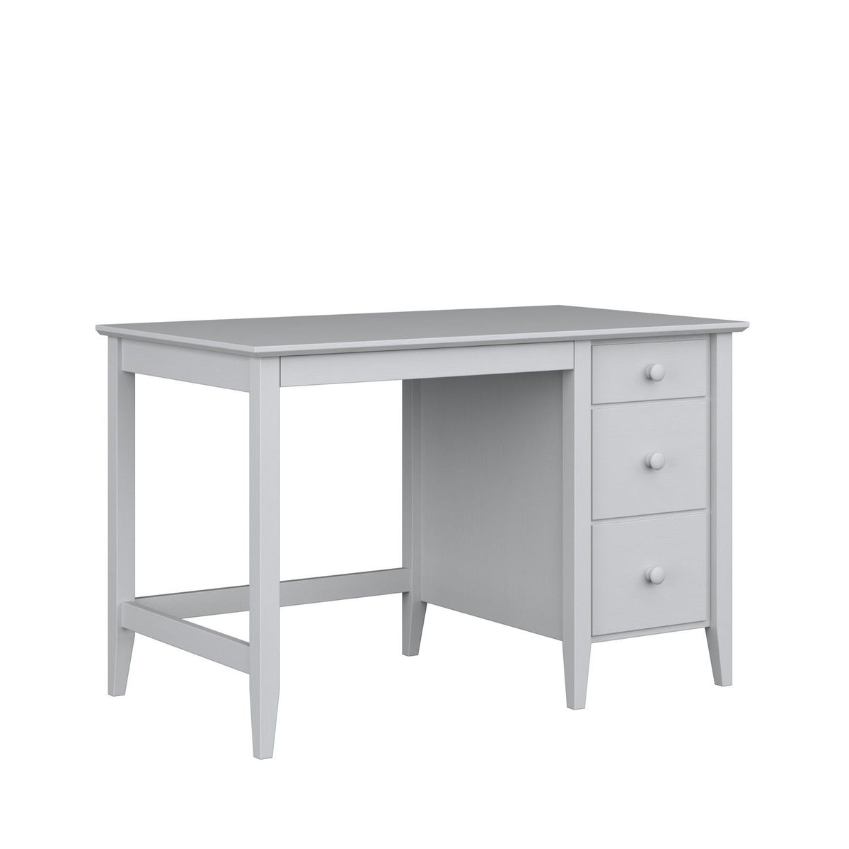 Schreibtisch 3S grau – Tischplatte und Schubladen, Detailaufnahme Holz, Nizio