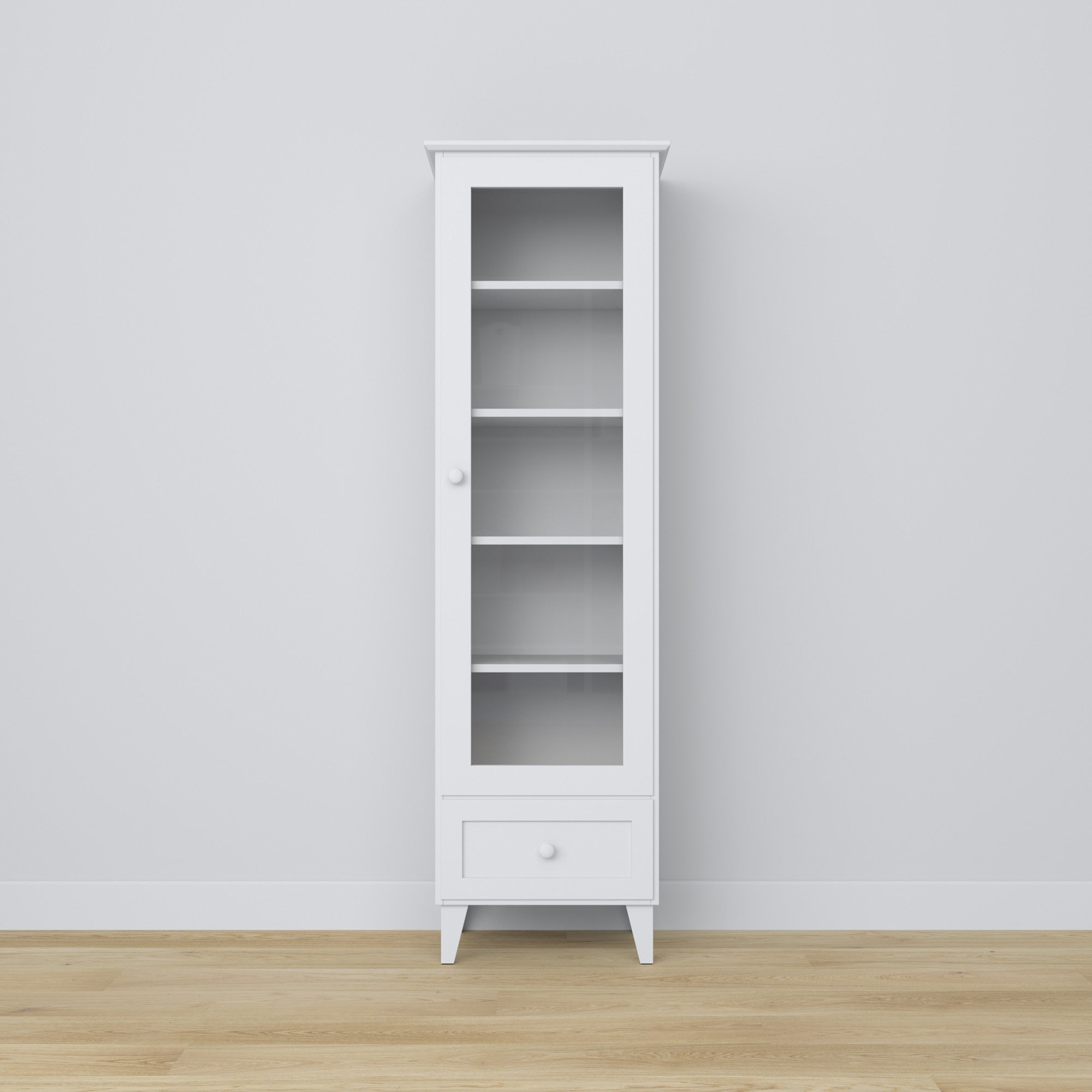 Vitrine 1S 57 Scandi Holz in Wunschfarbe RAL/NCS – Massivholz, Nizio