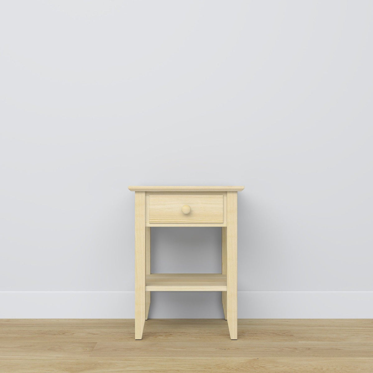 Pine bedside table 1S N01 Scandi clear pine