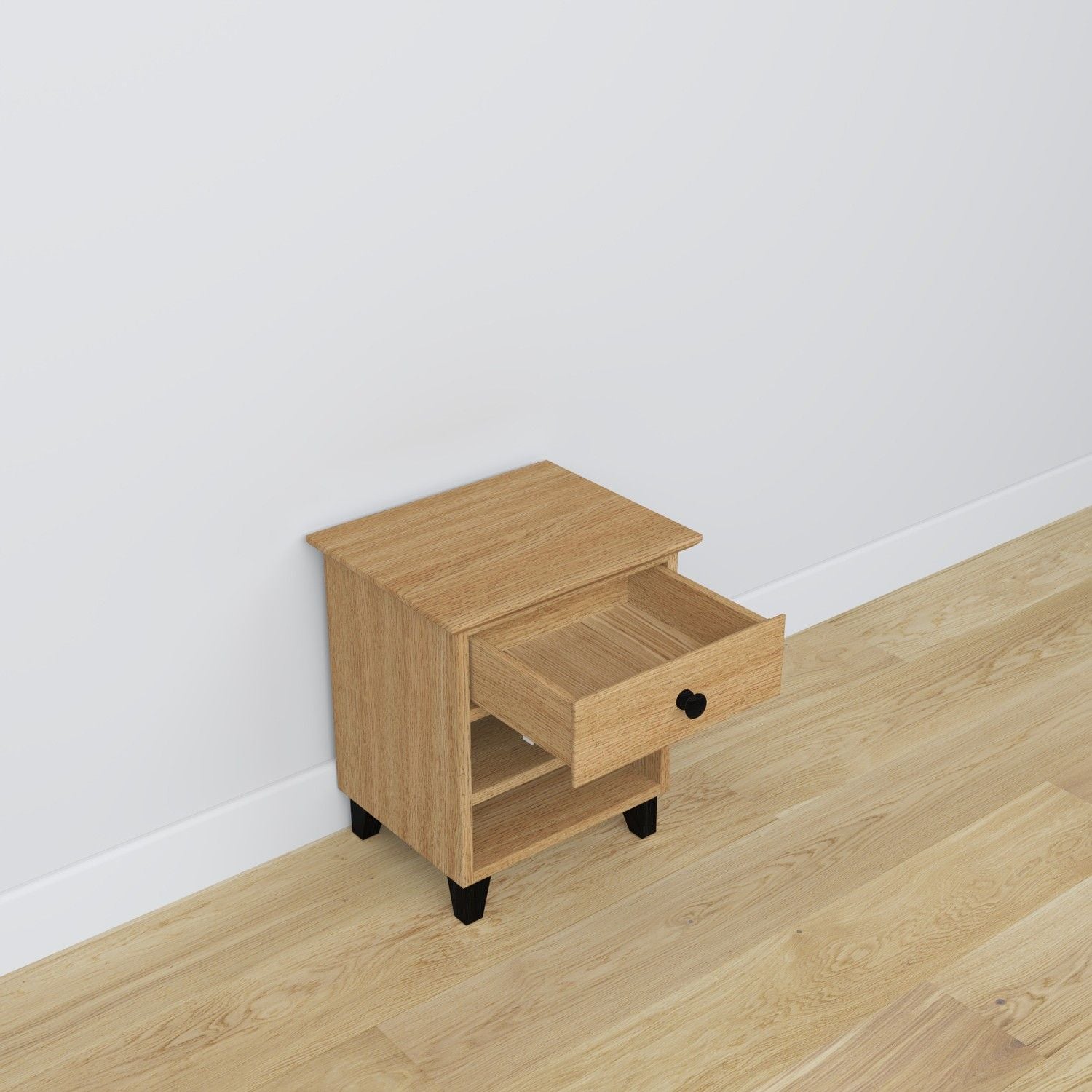Oak bedside table 1S N02 Scandi oak natural / black