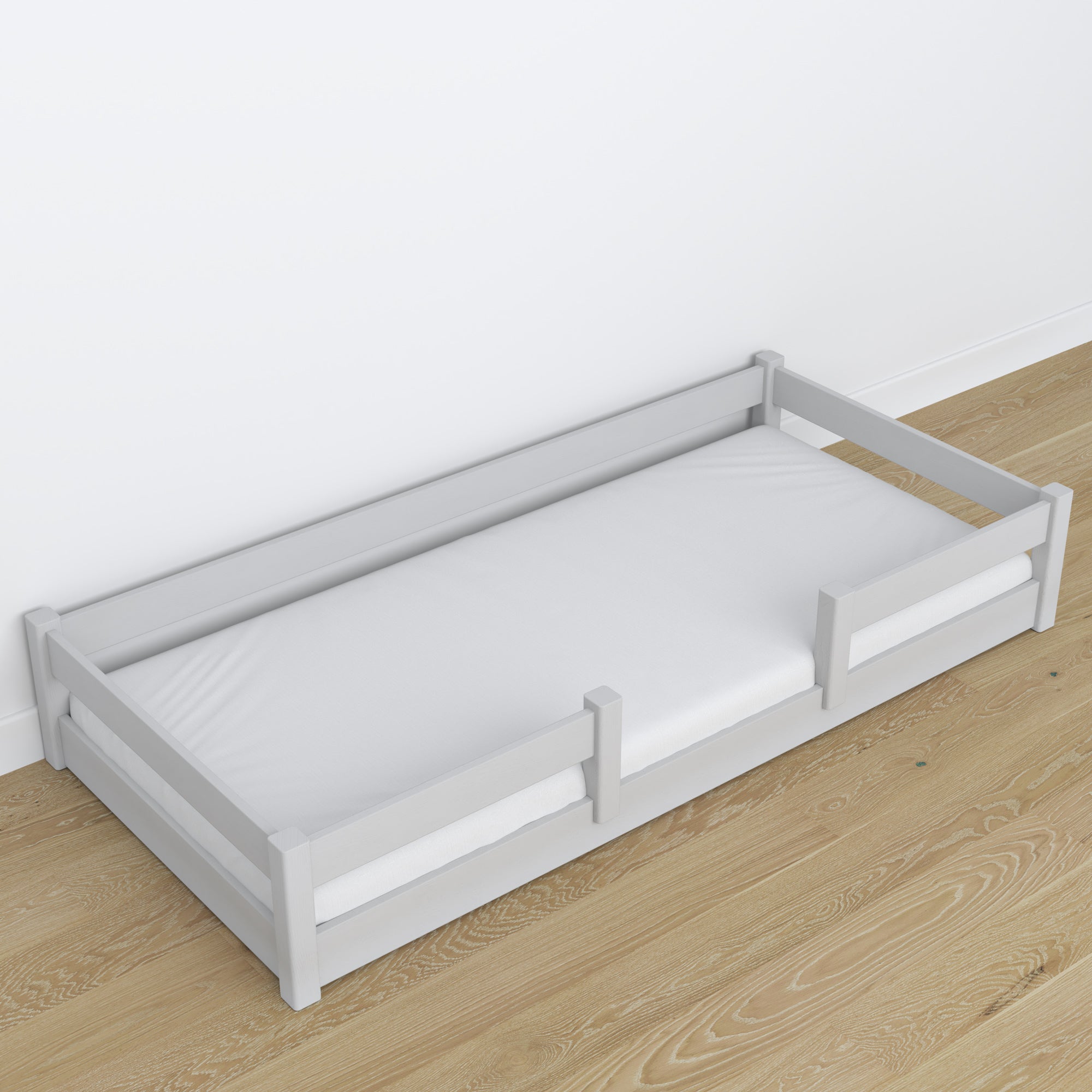 Wooden low bed N01 grey