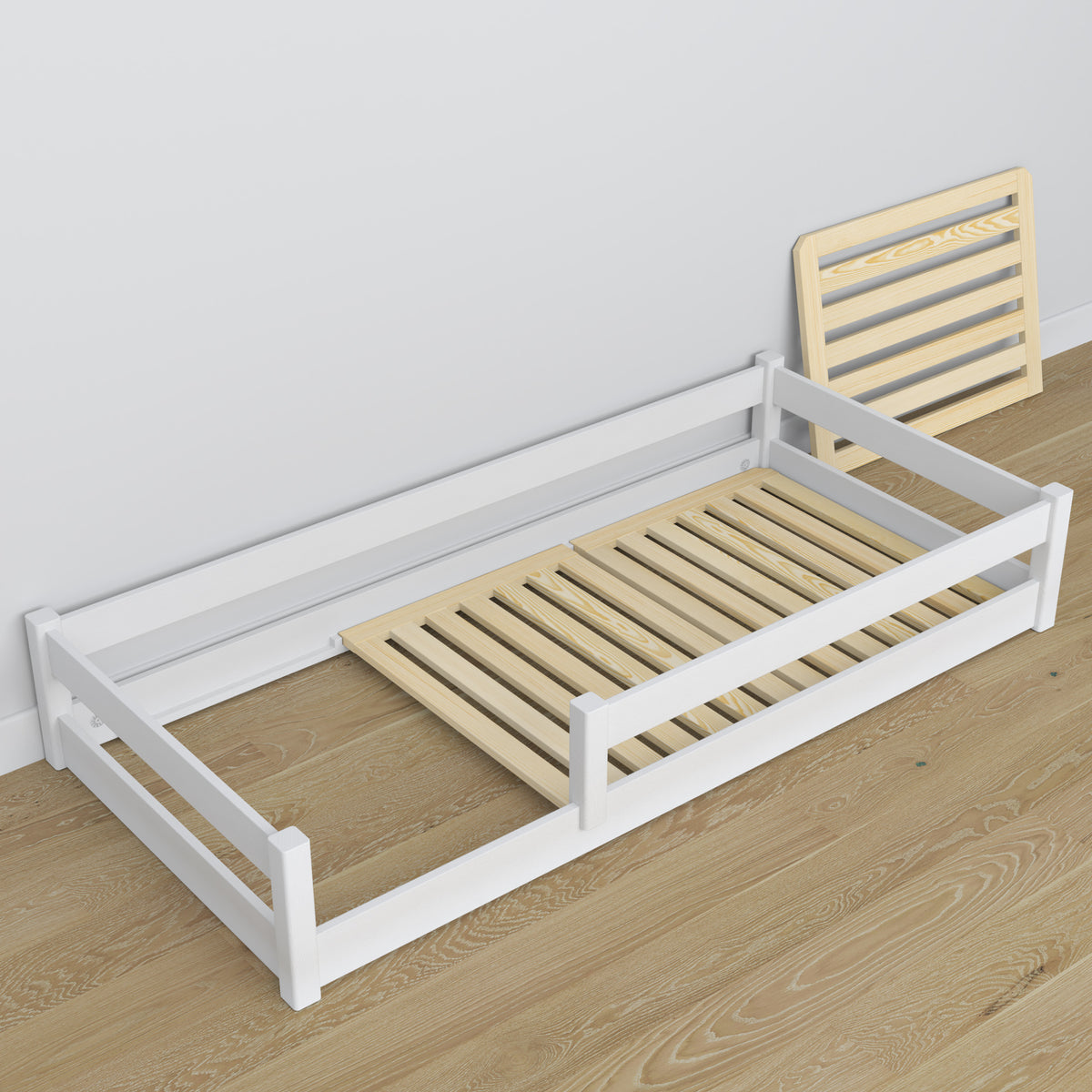 Wooden low bed N02 white