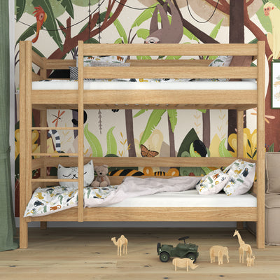 Etagenbett Natureiche – Leiter und Schutzgitter aus Eiche, Nizio Home