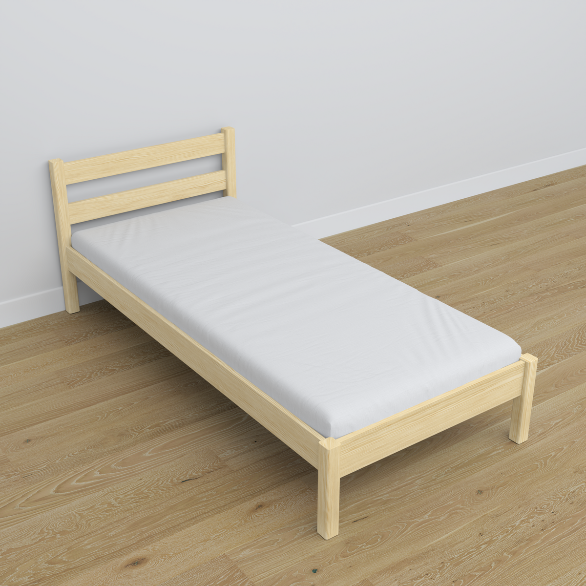 Bett Kiefer farblos aus Holz – Maße und Schema, Nizio Home