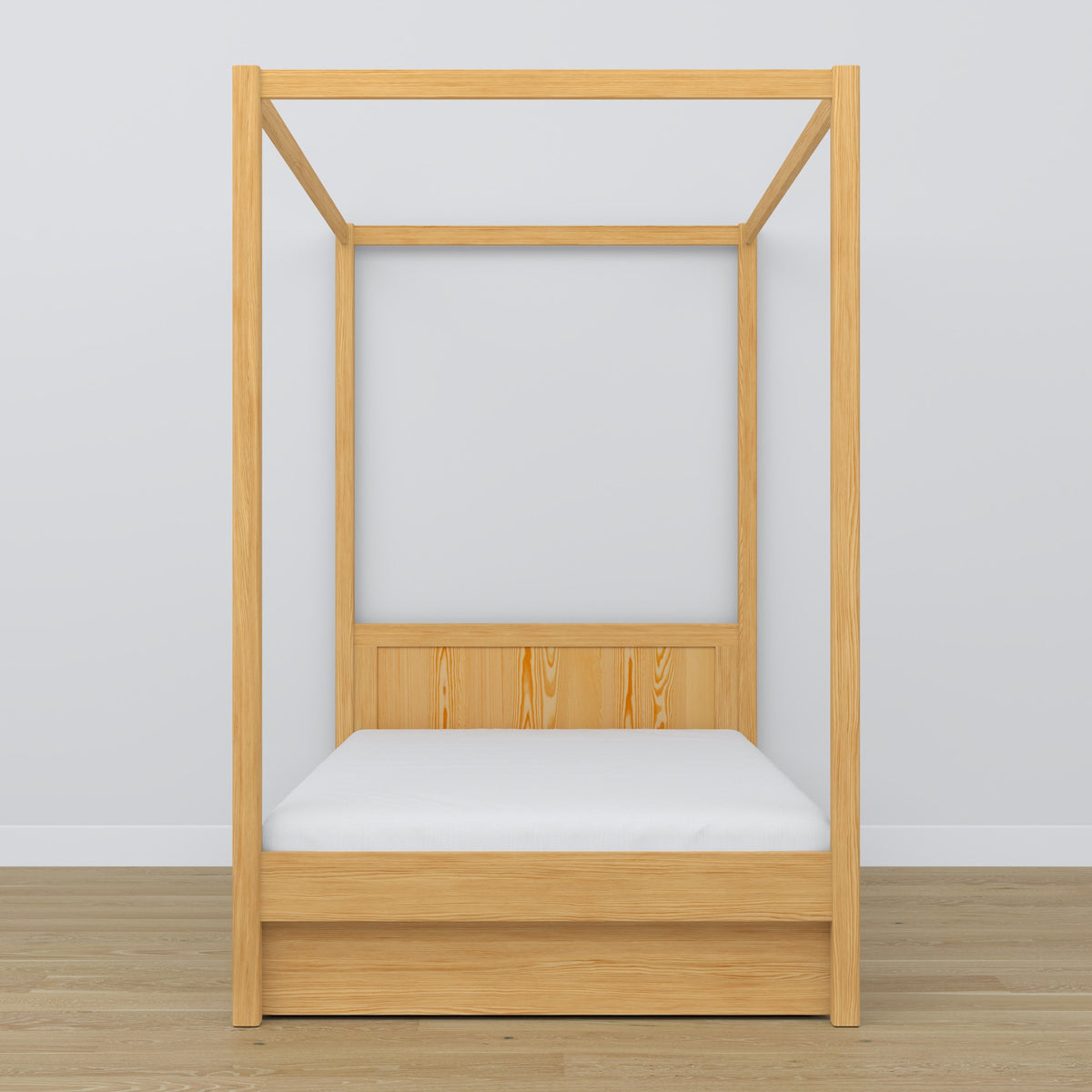 Bett Kiefer natur mit Baldachin – Schublade geöffnet, Holz, Nizio Home