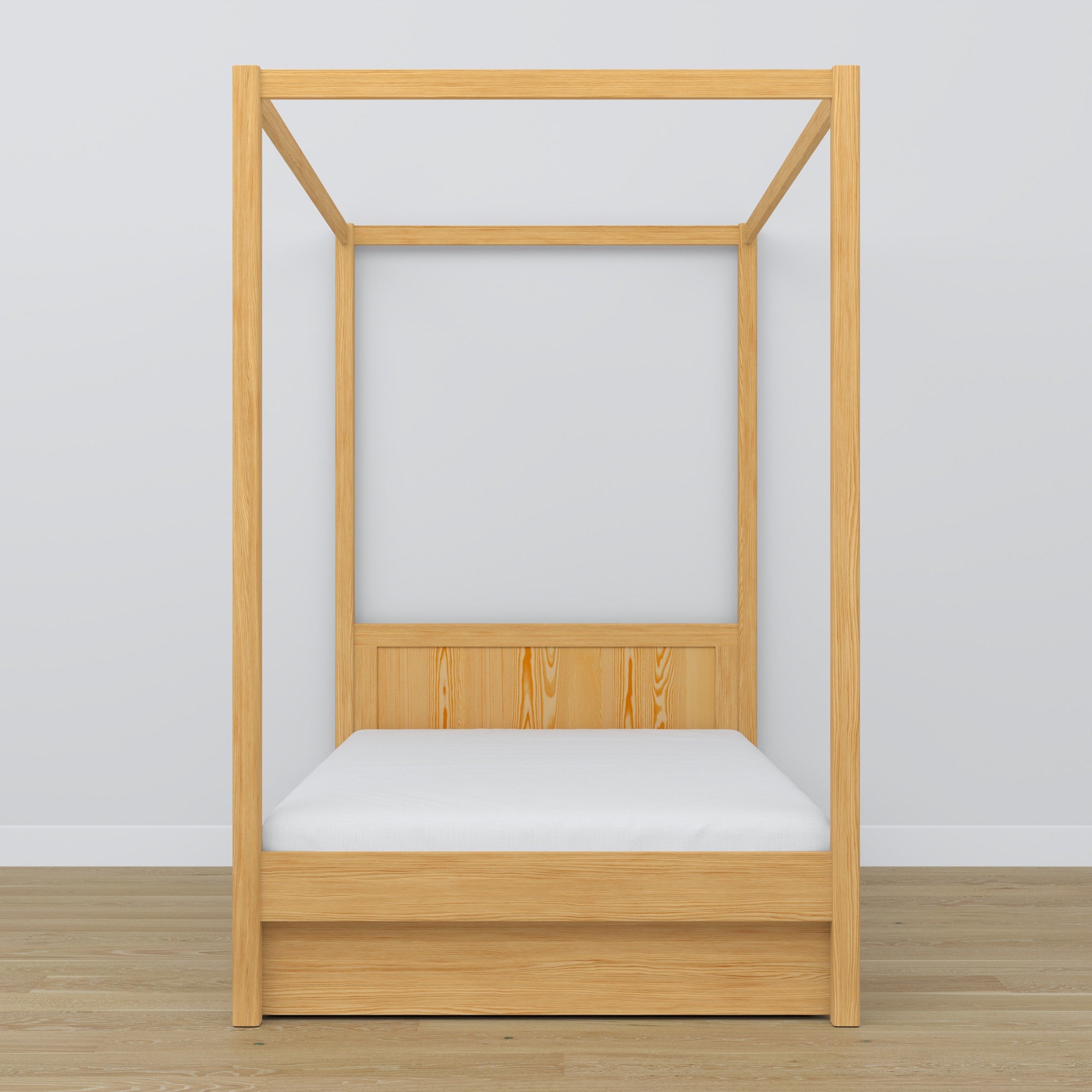 Bett Kiefer natur mit Baldachin – Schublade geöffnet, Holz, Nizio Home