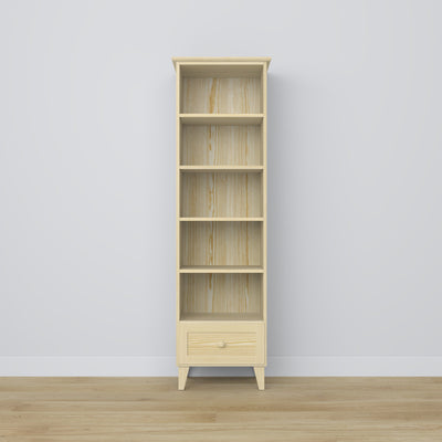 Regal mit Schublade Kiefernholz Kiefer farblos 57 cm – Wohnzimmer und Arbeitszimmer, skandinavischer Stil