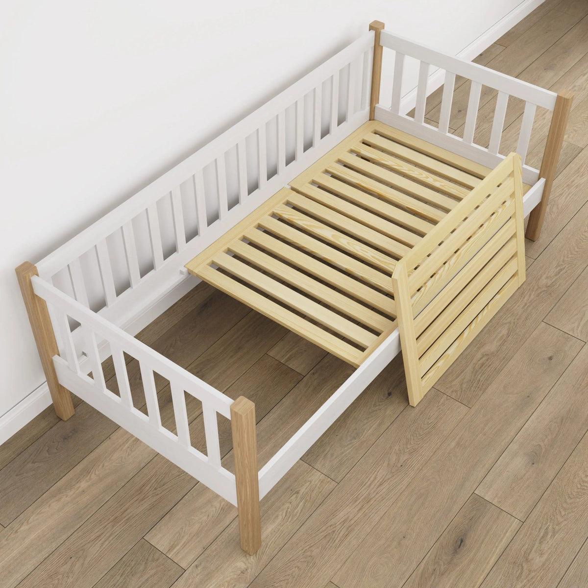Łóżko sofa N03 biały / dąb naturalny – widok z innej perspektywy, Nizio Home