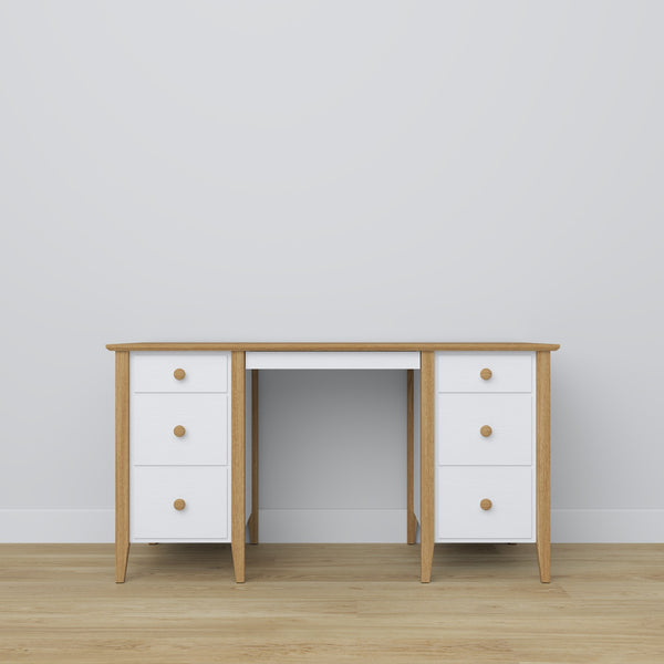 Wooden desk 6S Scandi white / natural oak