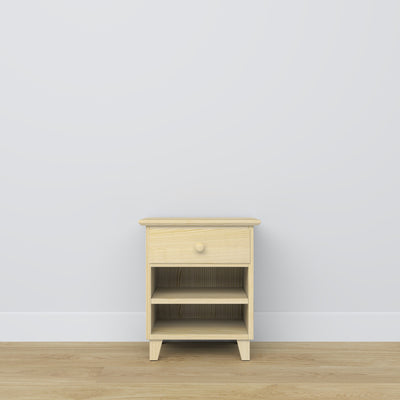 Pine bedside table 1S N02 Scandi clear pine