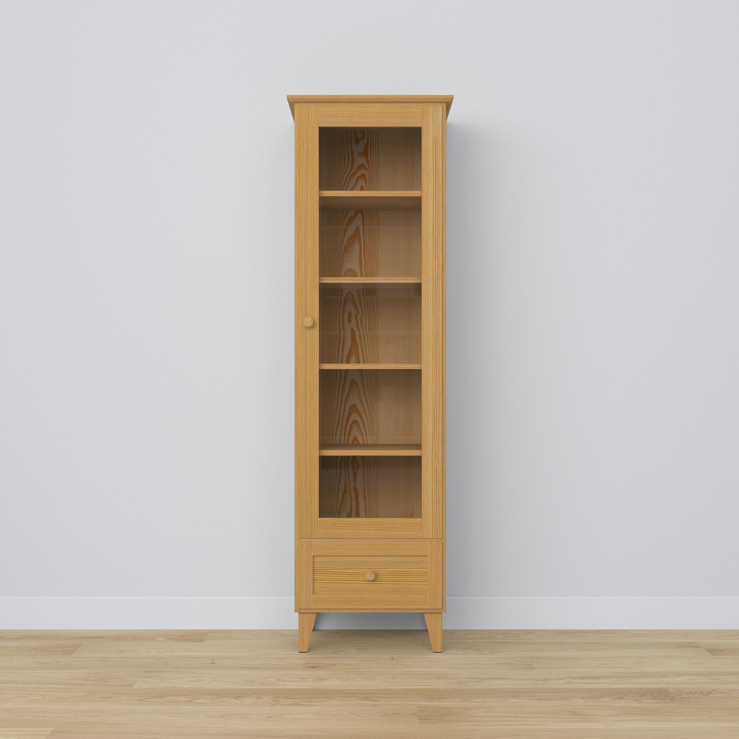 Display cabinet with drawer pine natural pine 57 cm – living room, Scandinavian style Nizio