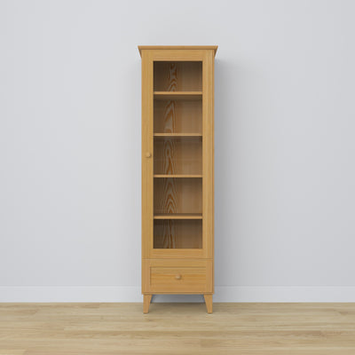 Vitrine mit Schublade Kiefer naturfarben 57 cm – Wohnzimmer, skandinavischer Stil Nizio