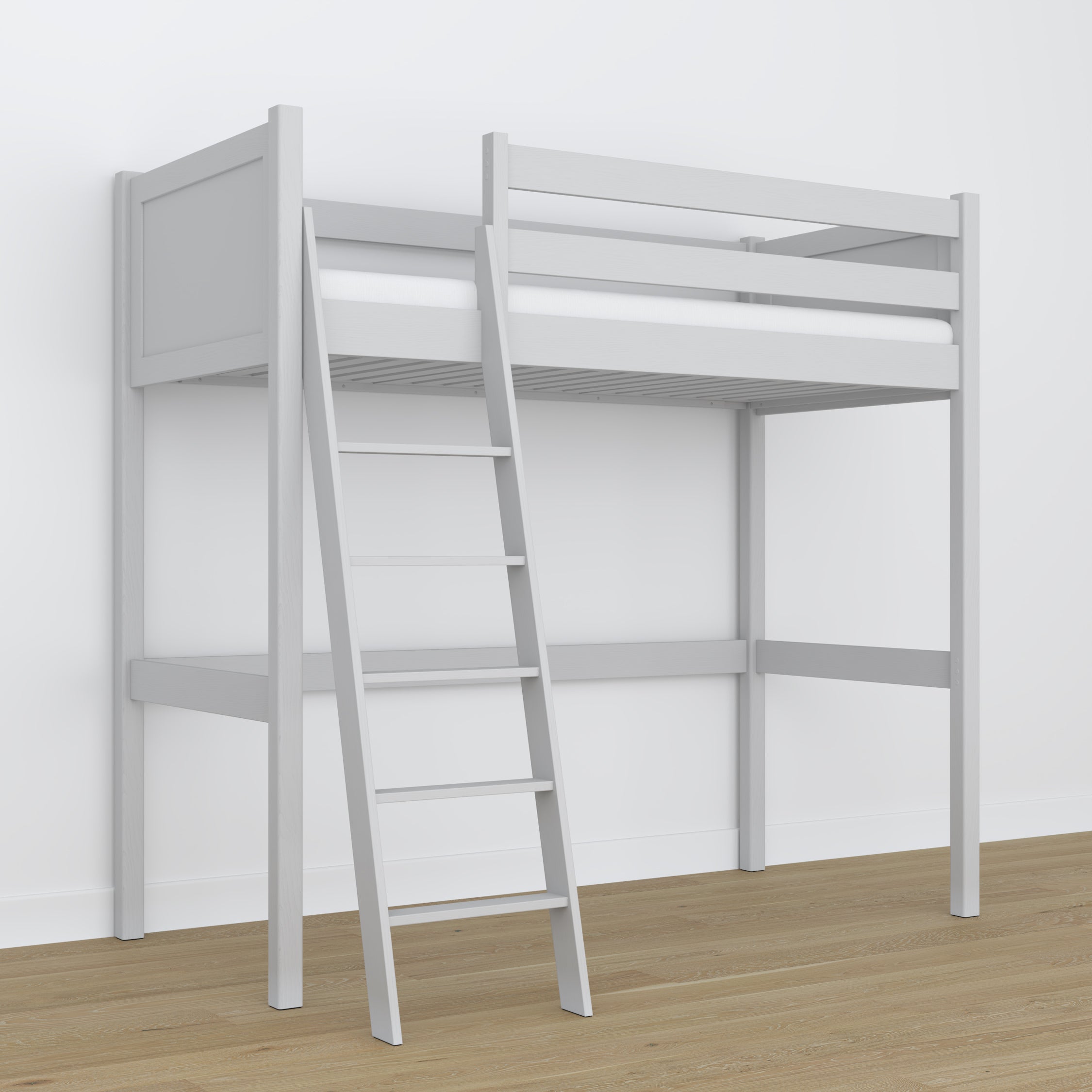Łóżko na antresoli N04 popielaty – detal drabinki