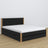 Doppelbett Schwarz mit Eiche mit Schublade – Holzkopfteil, Nahaufnahme