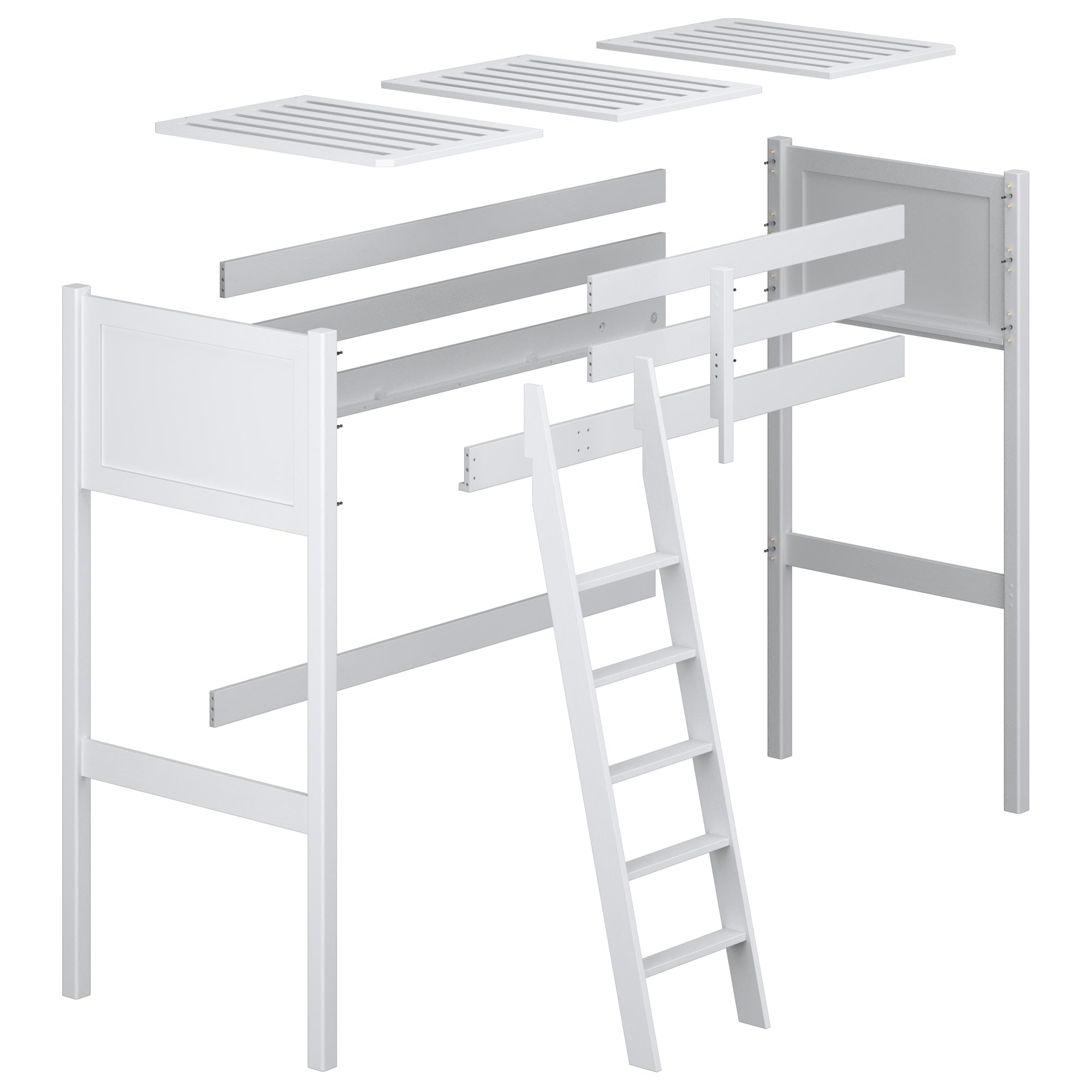 Hochbett aus Holz, Weiß-Eiche – Proportionen des Kinderzimmers, Nizio