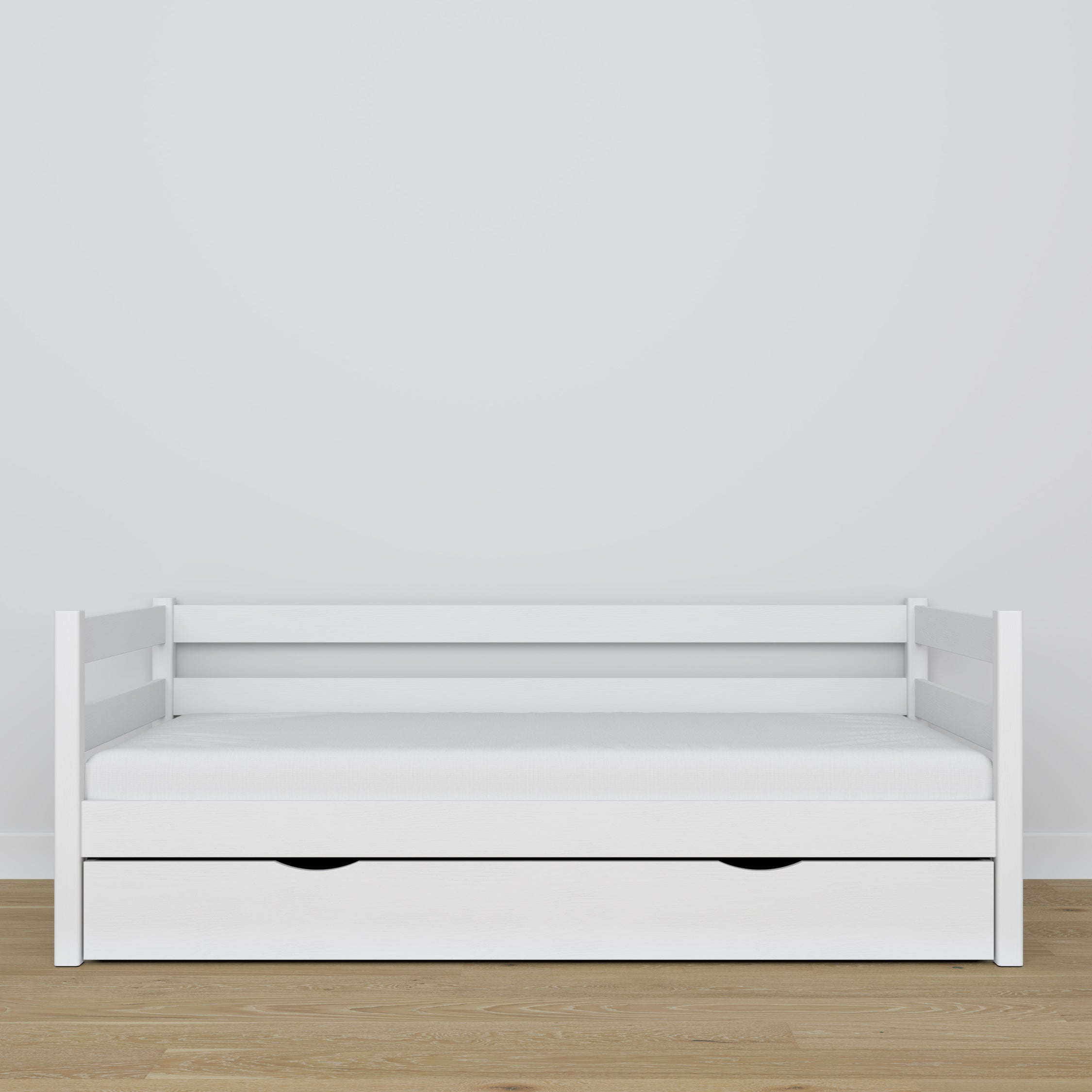 Łóżko sofa z szufladą N01 biały – dodatkowy widok, lite drewno sosnowe
