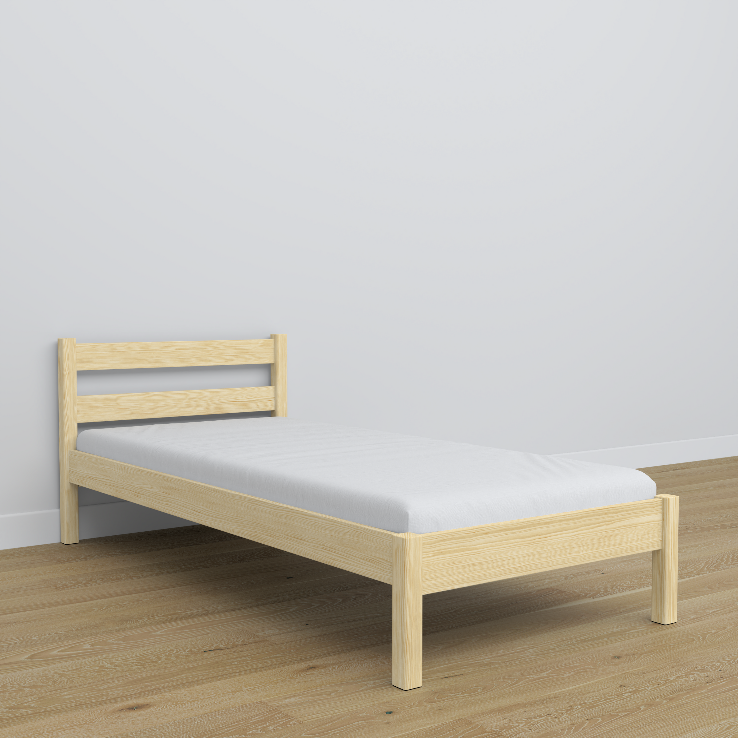 Einzelbett aus Holz Kiefer farblos – Details Verbindungen und Holz, Nizio Home