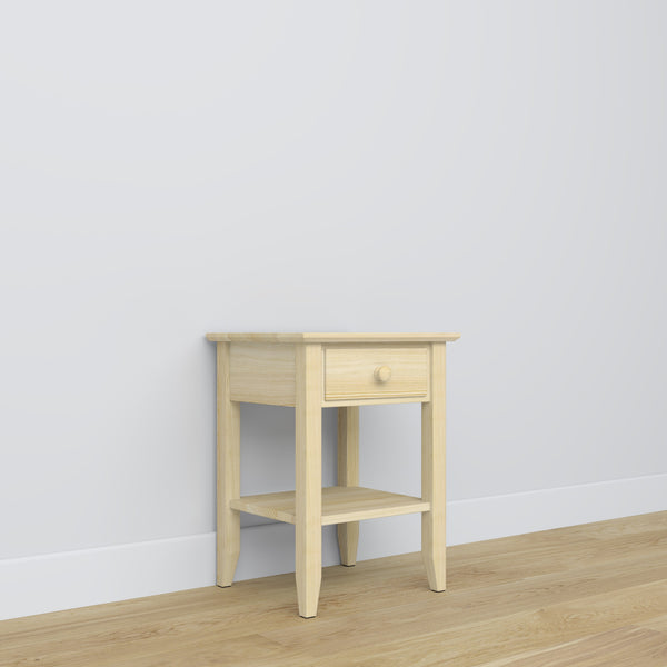 Pine bedside table 1S N01 Scandi clear pine