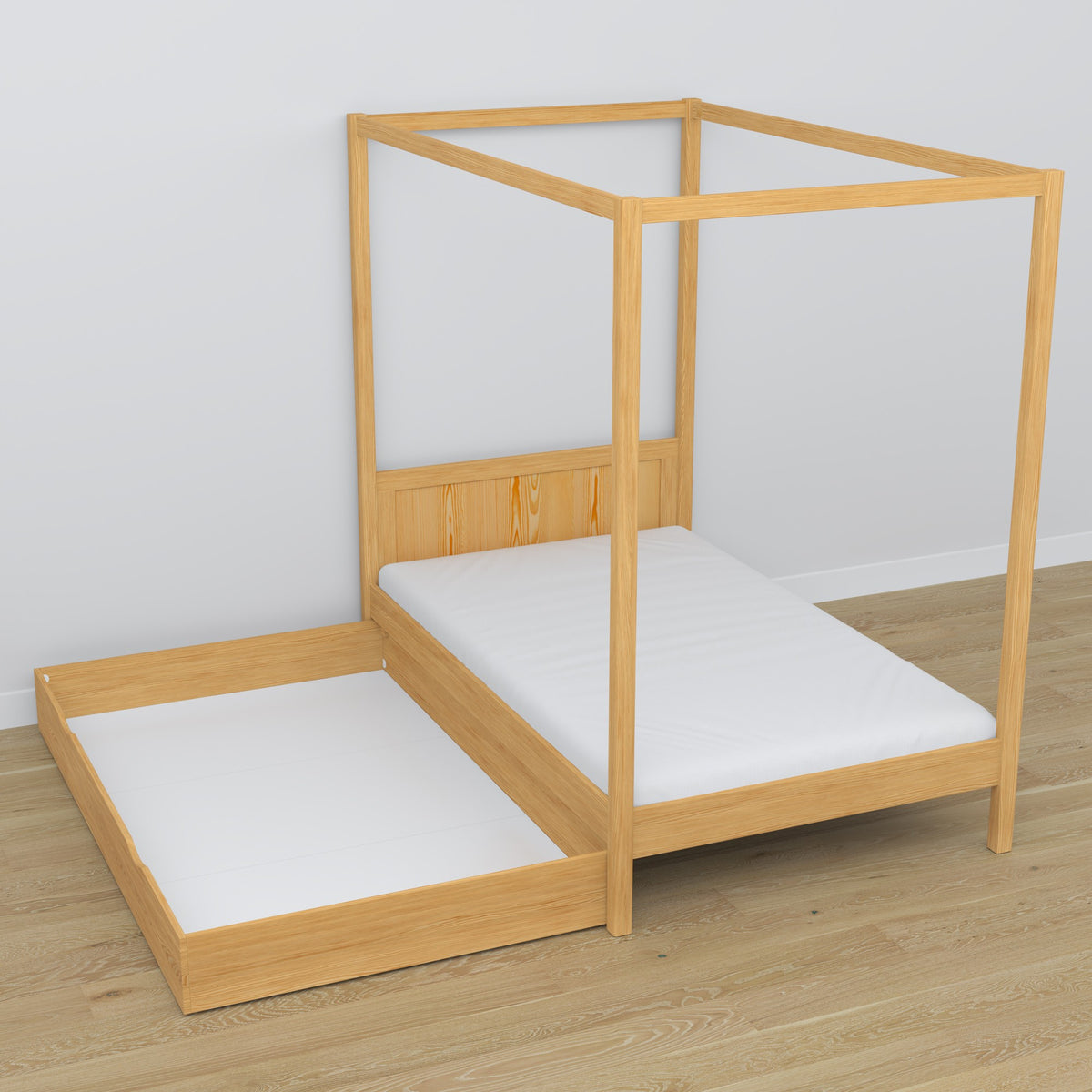 Himmelbett aus Holz Kiefer natur – Dekorrahmen, Kinderzimmer