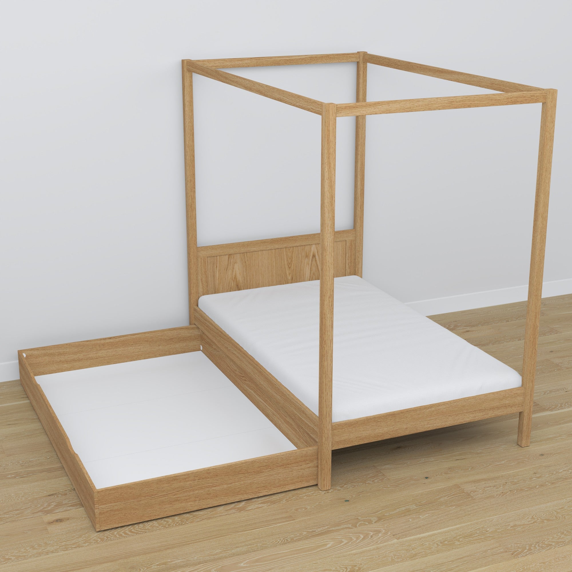 Himmelbett aus Eiche, Natureiche – Dekorationsrahmen, Kinderzimmer