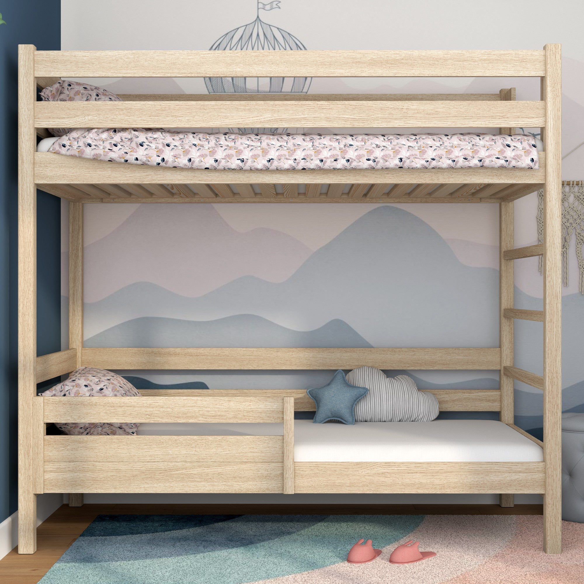 Bed fall protection | bleached oak