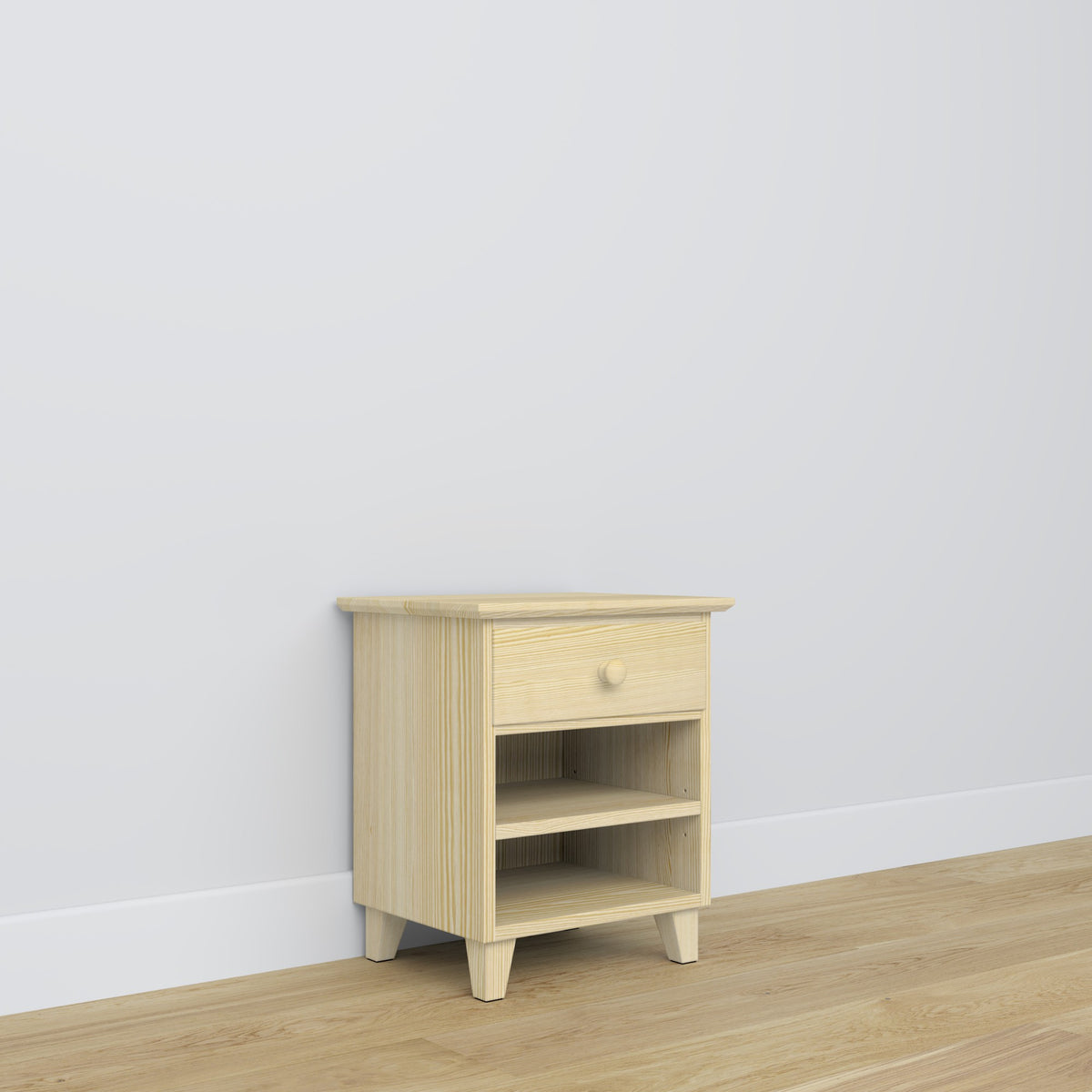 Pine bedside table 1S N02 Scandi clear pine