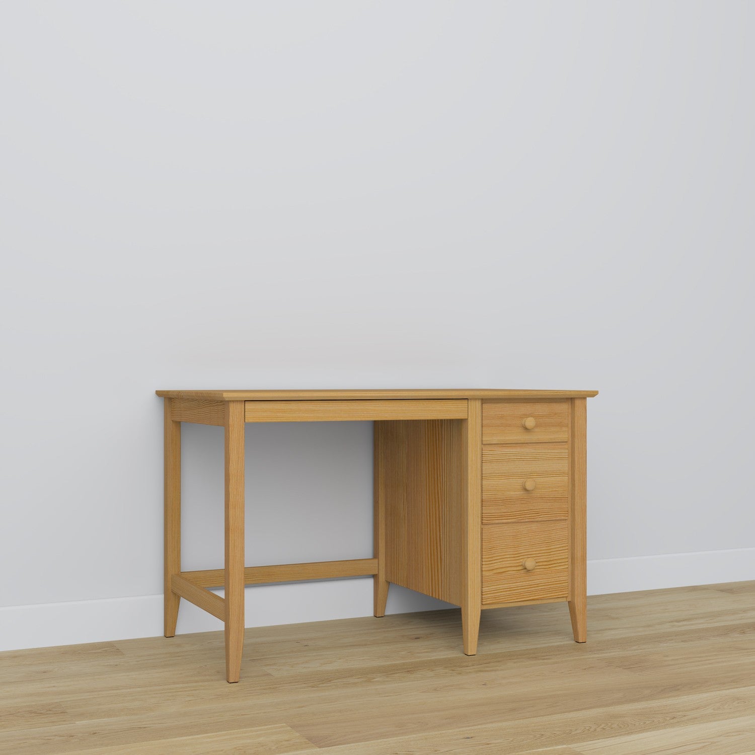 Schreibtisch 3S Kiefer natur – Kiefer, kompakte Tischplatte, Frontansicht, Nizio