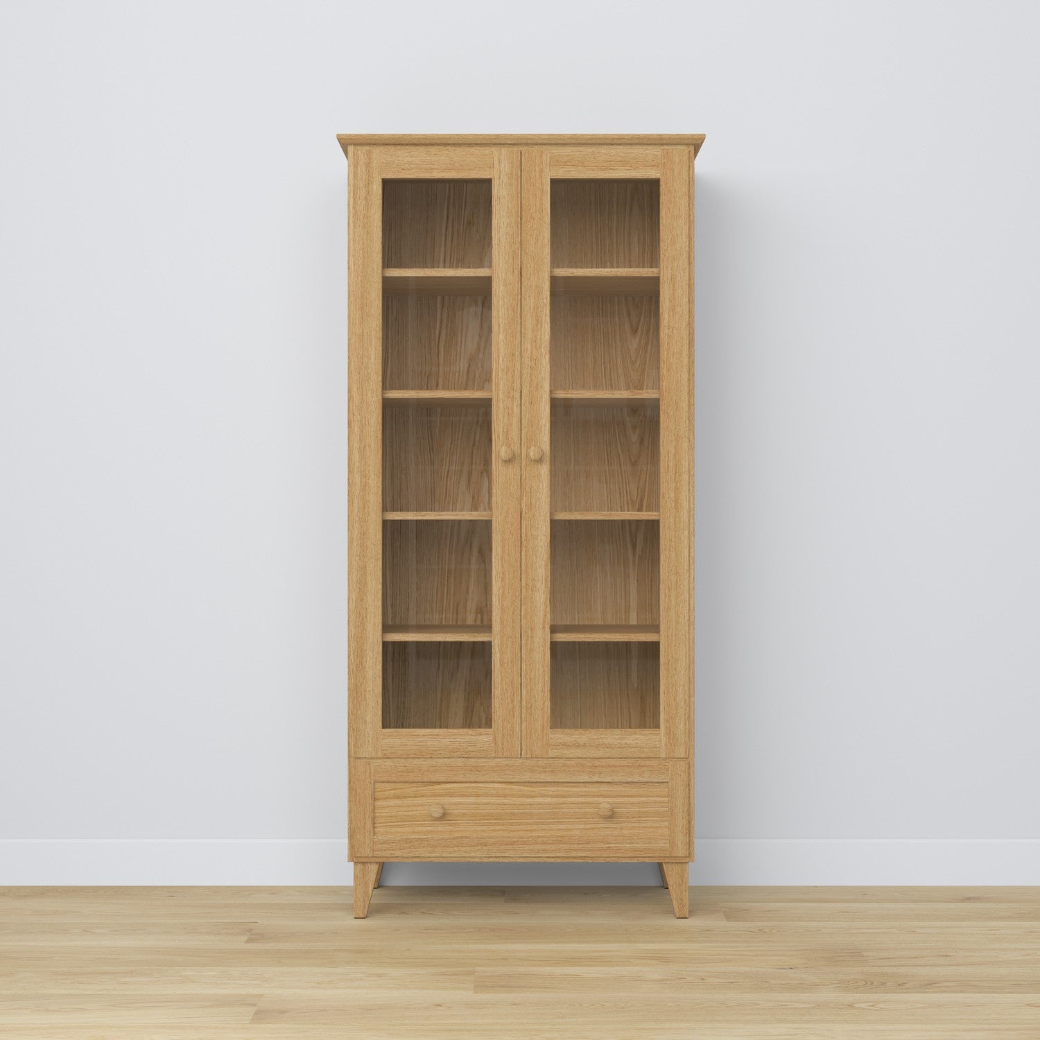 Vitrine mit Schublade Eiche naturfarben 90 cm – Wohnzimmer, skandinavischer Stil Nizio