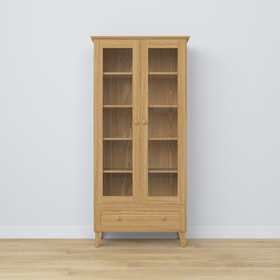Vitrine mit Schublade Eiche naturfarben 90 cm – Wohnzimmer, skandinavischer Stil Nizio